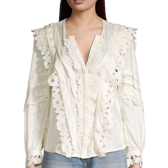 Rebecca Taylor Embroidered Lace Blouse - Picture 6 of 10